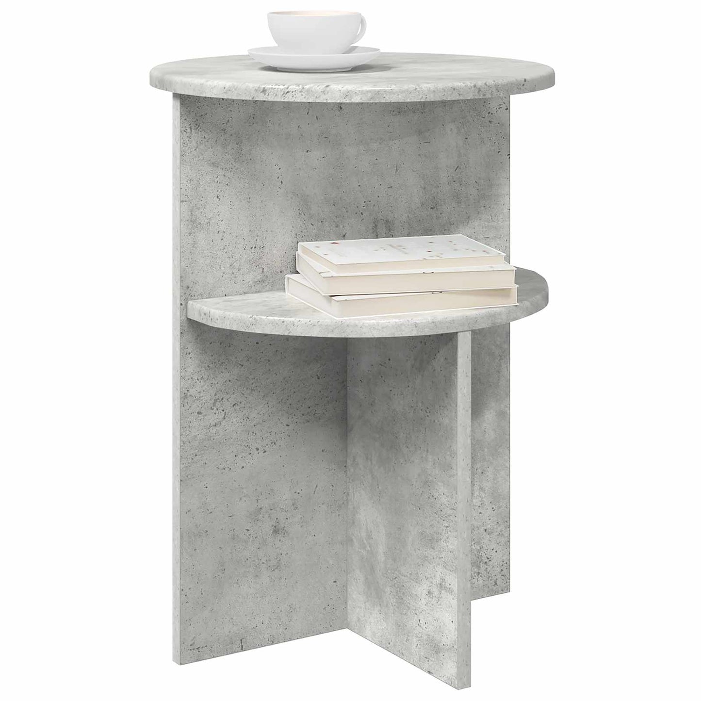 Bijzettafel met opslag Betongrijs Ø 39,5 x 55 cm Bewerkt hout is nu te koop bij PeponiXL, paradijselijk wonen!