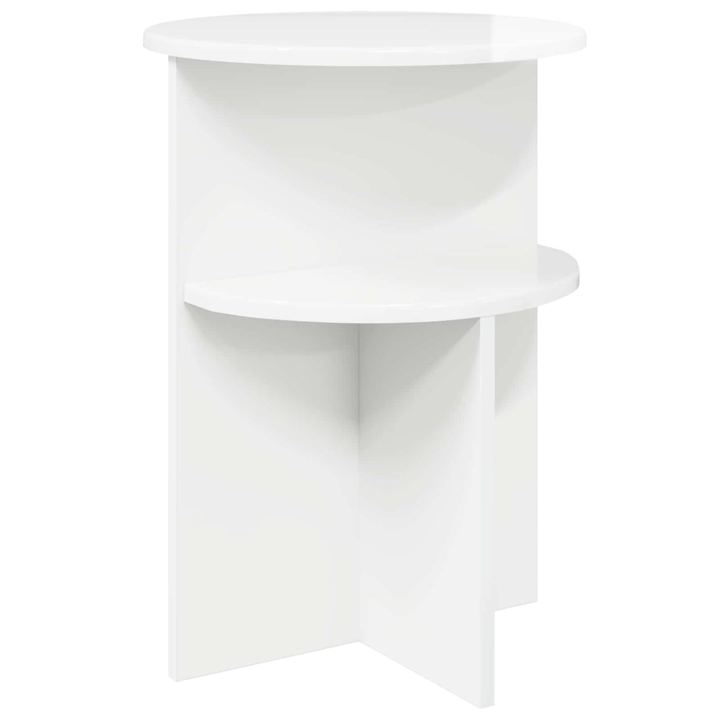Bijzettafel Hoogglans Wit Ø 39,5 x 55 cm Bewerkt hout is nu te koop bij PeponiXL, paradijselijk wonen!