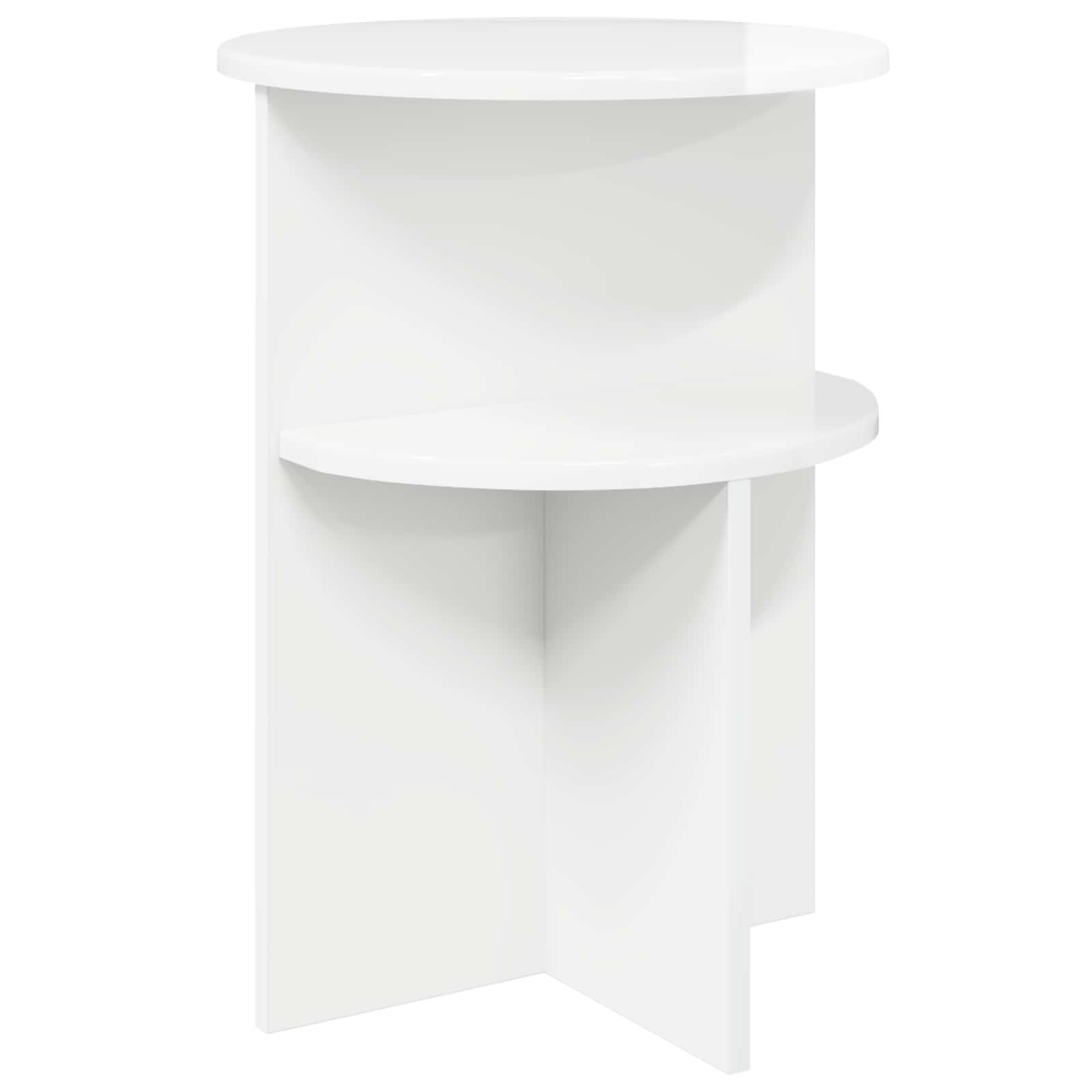 Bijzettafel Hoogglans Wit Ø 39,5 x 55 cm Bewerkt hout is nu te koop bij PeponiXL, paradijselijk wonen!