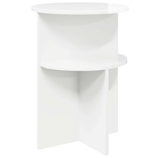 Bijzettafel Hoogglans Wit Ø 39,5 x 55 cm Bewerkt hout is nu te koop bij PeponiXL, paradijselijk wonen!
