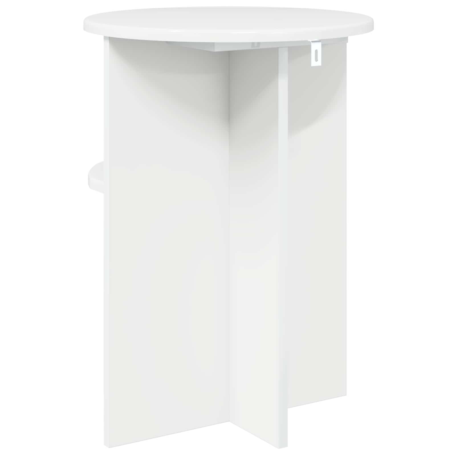 Bijzettafel Hoogglans Wit Ø 39,5 x 55 cm Bewerkt hout is nu te koop bij PeponiXL, paradijselijk wonen!