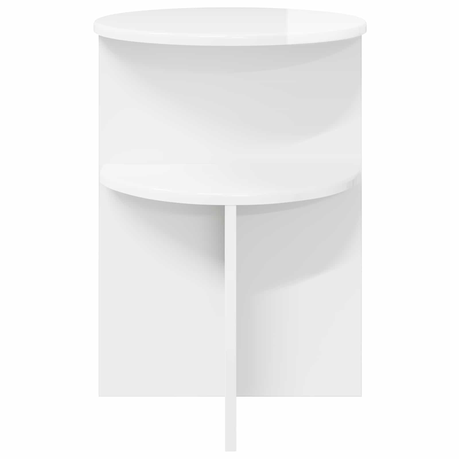 Bijzettafel Hoogglans Wit Ø 39,5 x 55 cm Bewerkt hout is nu te koop bij PeponiXL, paradijselijk wonen!