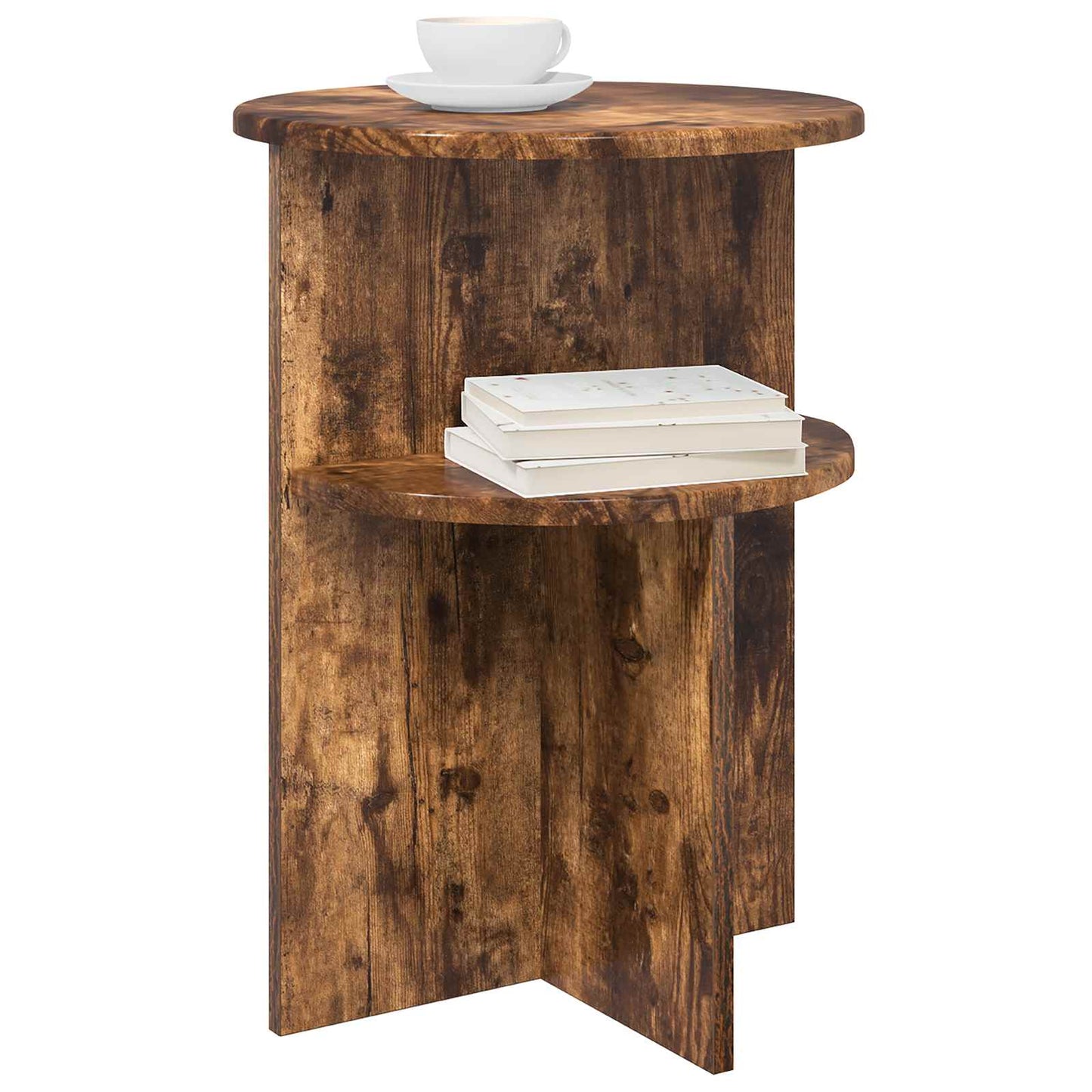 Bijzettafel Gerookt eiken Ø 39,5 x 55 cm Bewerkt hout is nu te koop bij PeponiXL, paradijselijk wonen!