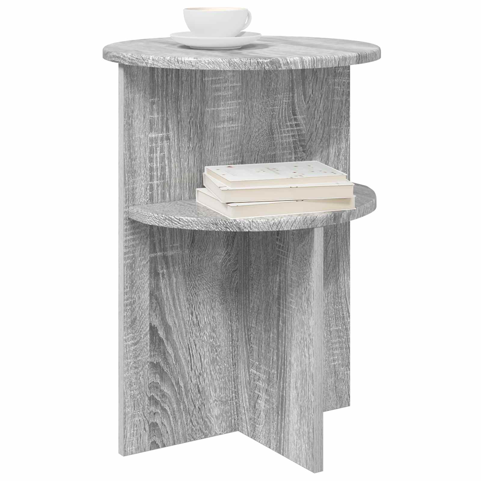 Bijzettafel met opslag Grijs sonoma Ø 39,5 x 55 cm Bewerkt hout is nu te koop bij PeponiXL, paradijselijk wonen!
