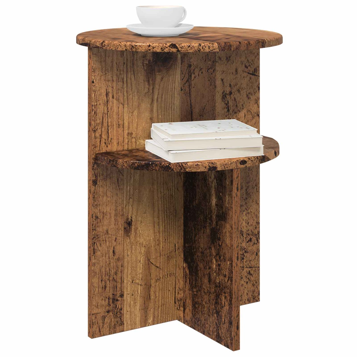 Bijzettafel met opslag Oud hout Ø 39,5 x 55 cm Bewerkt hout is nu te koop bij PeponiXL, paradijselijk wonen!