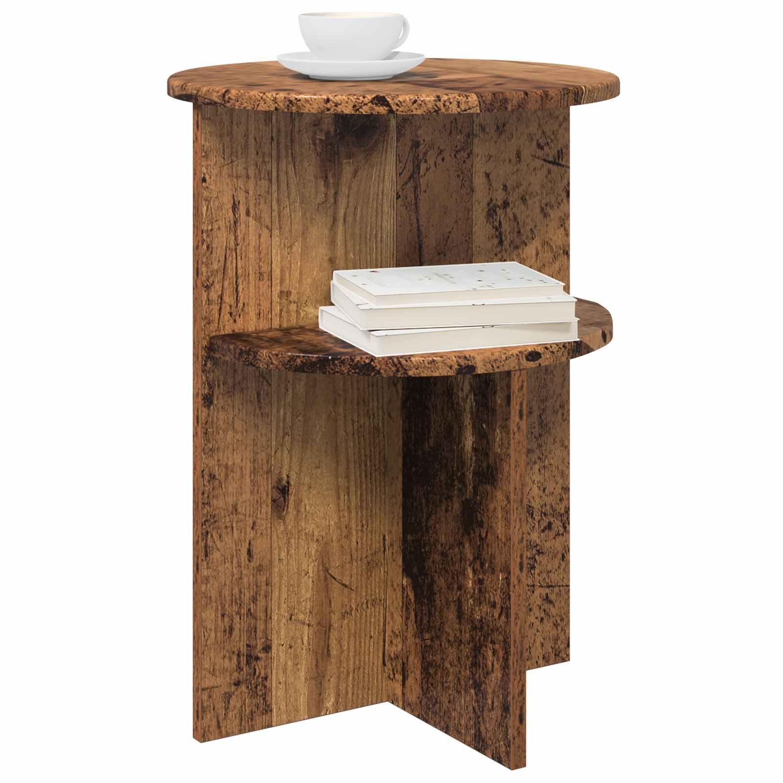 Bijzettafel met opslag Oud hout Ø 39,5 x 55 cm Bewerkt hout is nu te koop bij PeponiXL, paradijselijk wonen!