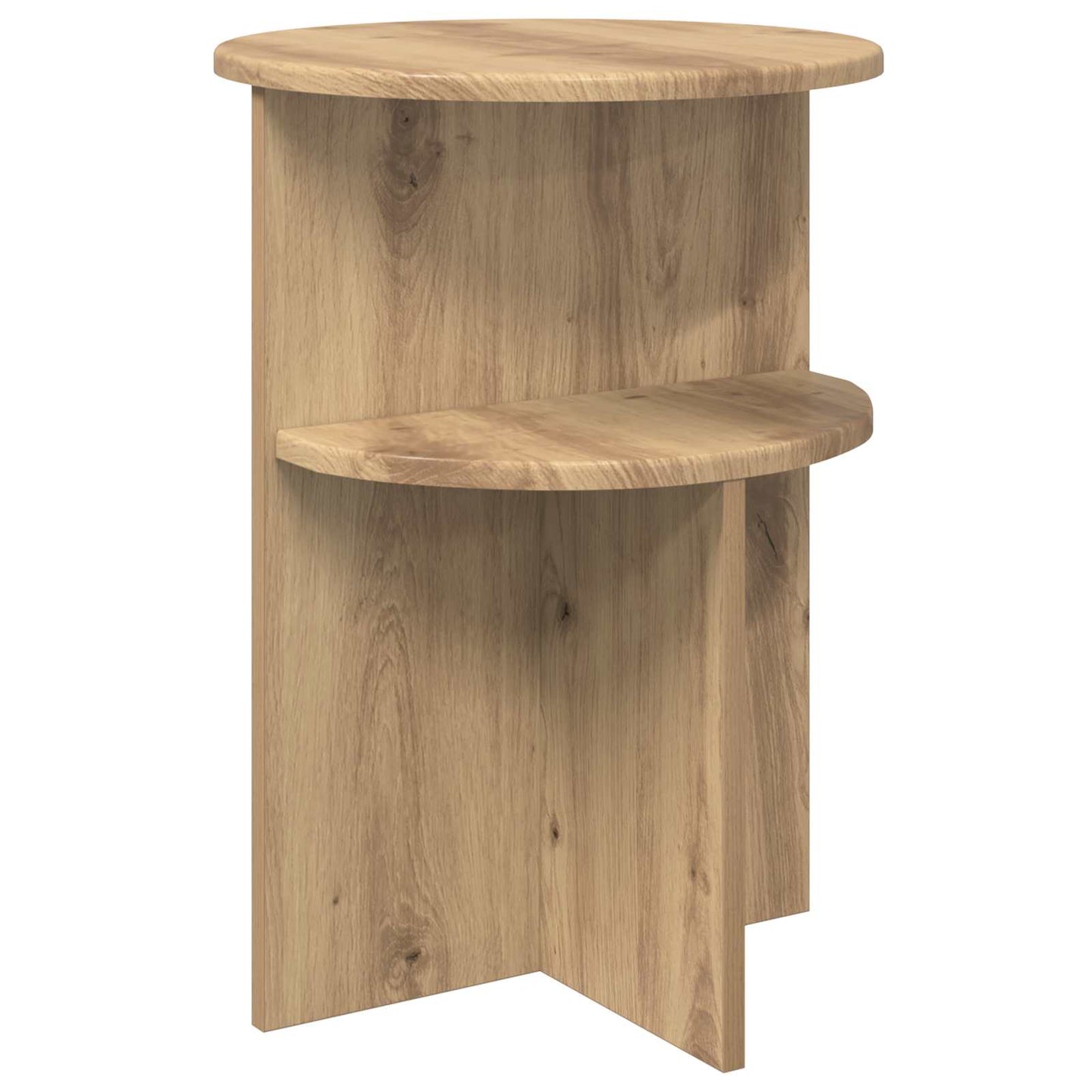 Bijzettafel Artisanaal eiken Ø 39,5 x 55 cm Bewerkt hout is nu te koop bij PeponiXL, paradijselijk wonen!