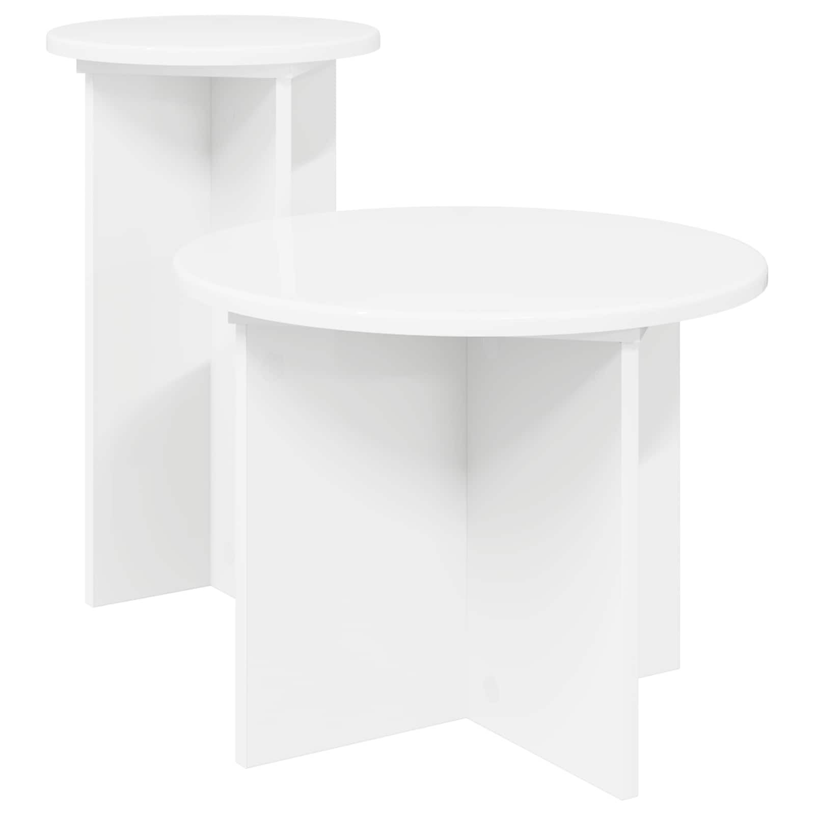 Bijzettafelset met opslag 2 pcs Wit Bewerkt hout is nu te koop bij PeponiXL, paradijselijk wonen!
