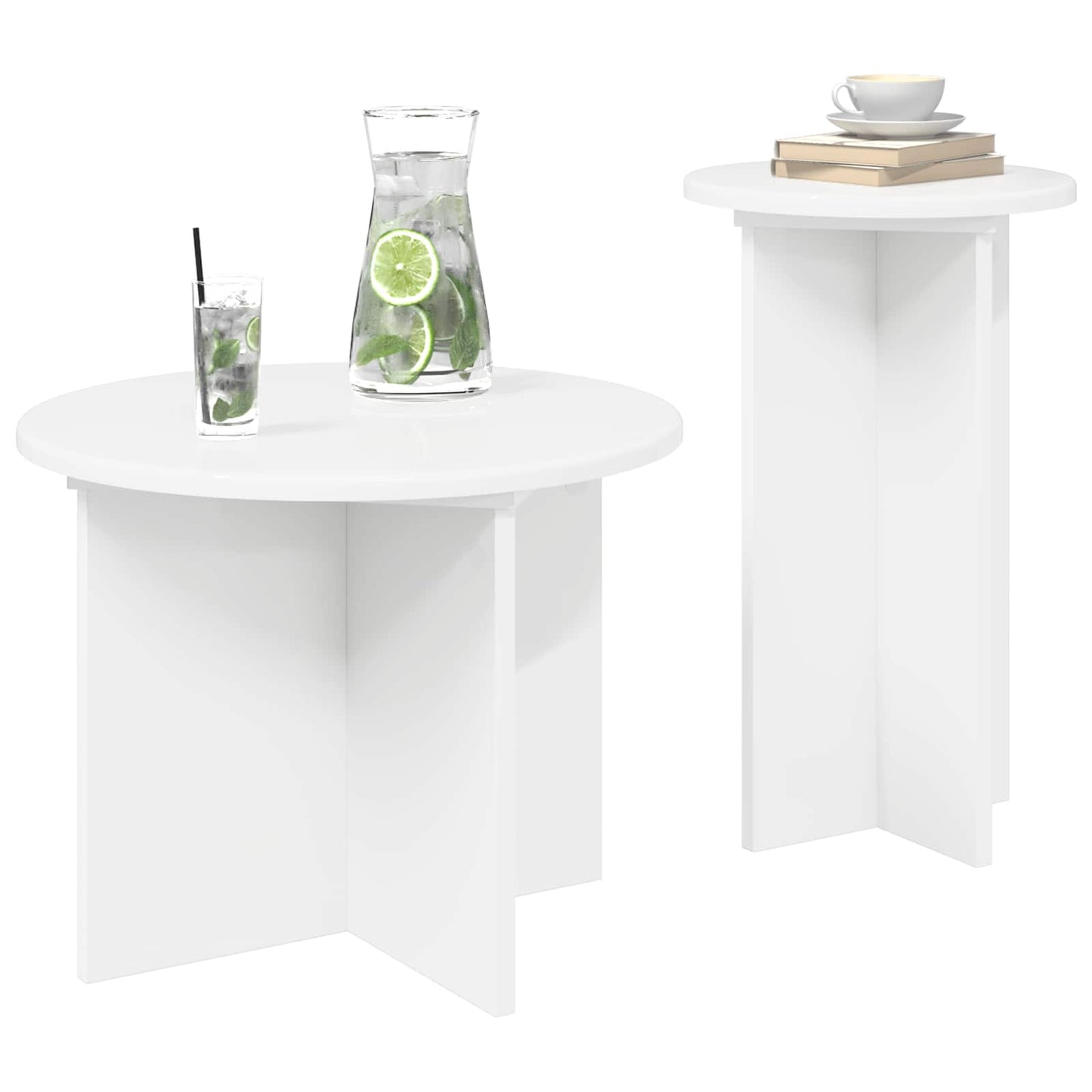 Bijzettafelset met opslag 2 pcs Wit Bewerkt hout is nu te koop bij PeponiXL, paradijselijk wonen!