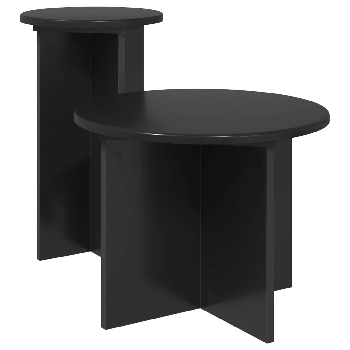 Bijzettafelset met opslag 2 pcs Zwart eiken Bewerkt hout is nu te koop bij PeponiXL, paradijselijk wonen!