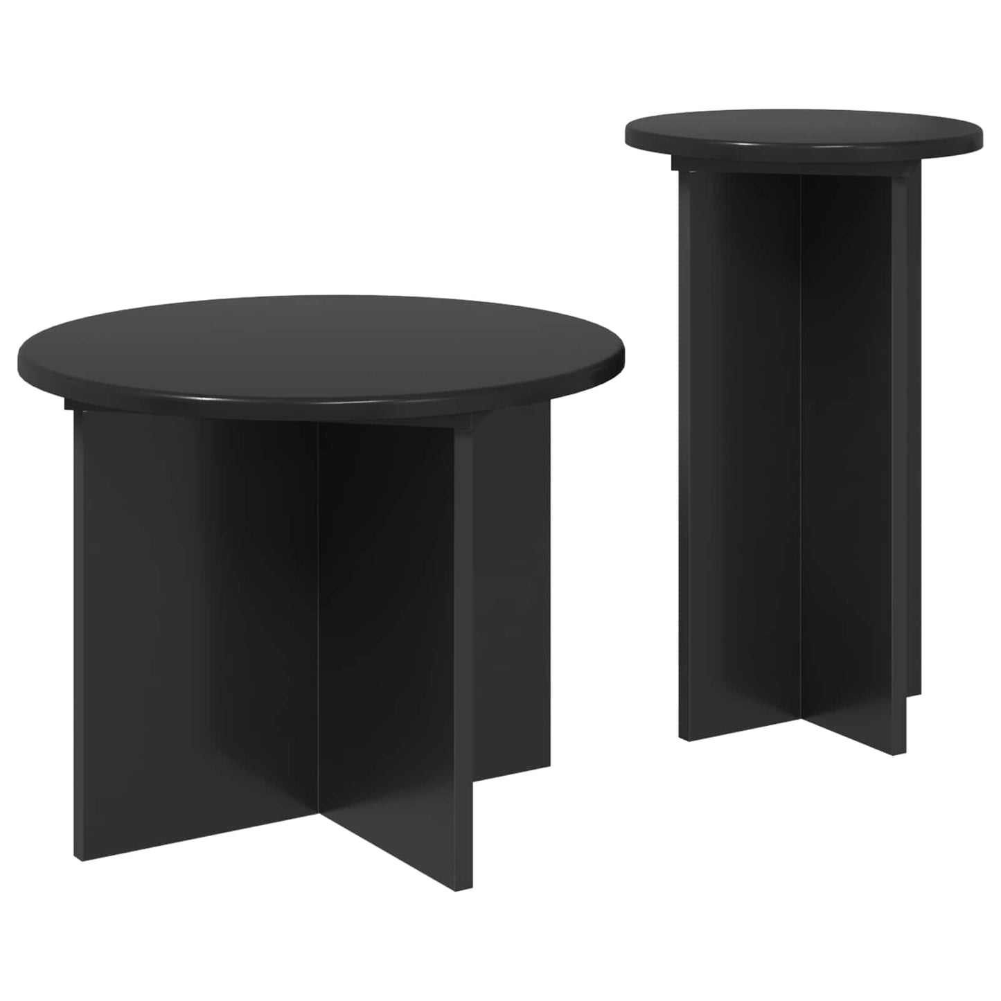 Bijzettafelset met opslag 2 pcs Zwart eiken Bewerkt hout is nu te koop bij PeponiXL, paradijselijk wonen!