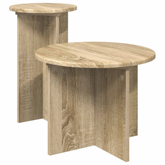 Bijzettafelset met opslag 2 pcs Sonoma Eiken Bewerkt hout is nu te koop bij PeponiXL, paradijselijk wonen!