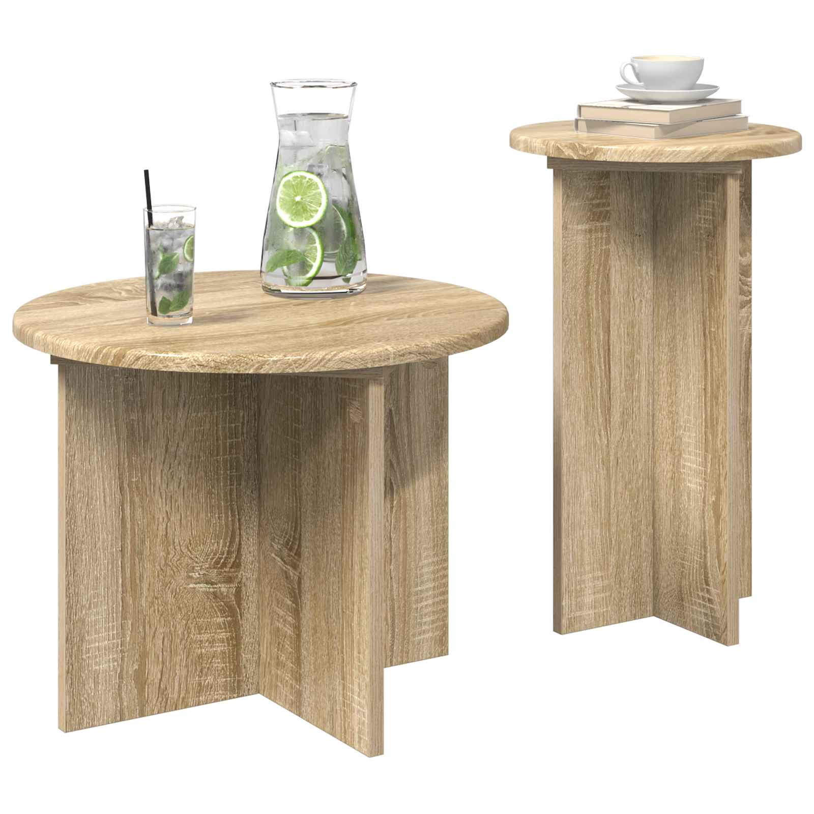 Bijzettafelset met opslag 2 pcs Sonoma Eiken Bewerkt hout is nu te koop bij PeponiXL, paradijselijk wonen!