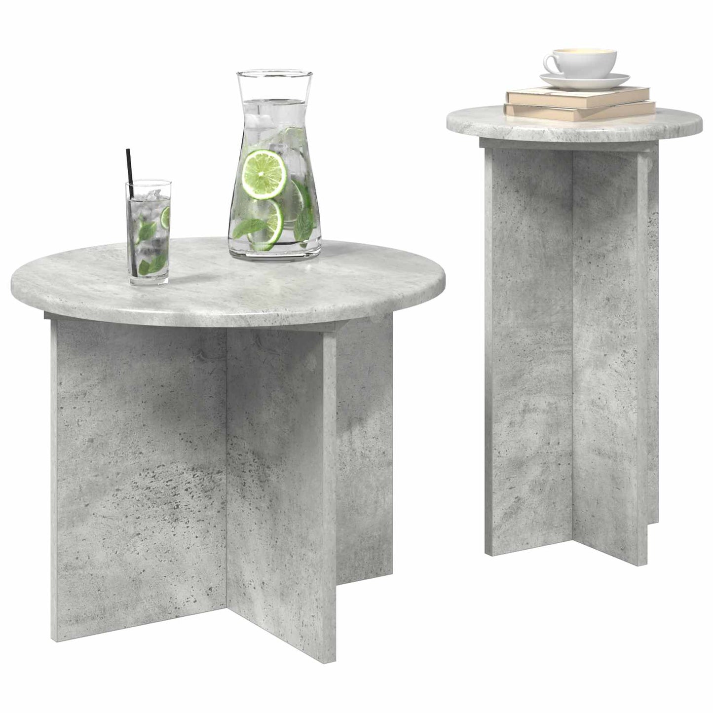 Bijzettafelset met opslag 2 pcs Betongrijs Bewerkt hout is nu te koop bij PeponiXL, paradijselijk wonen!