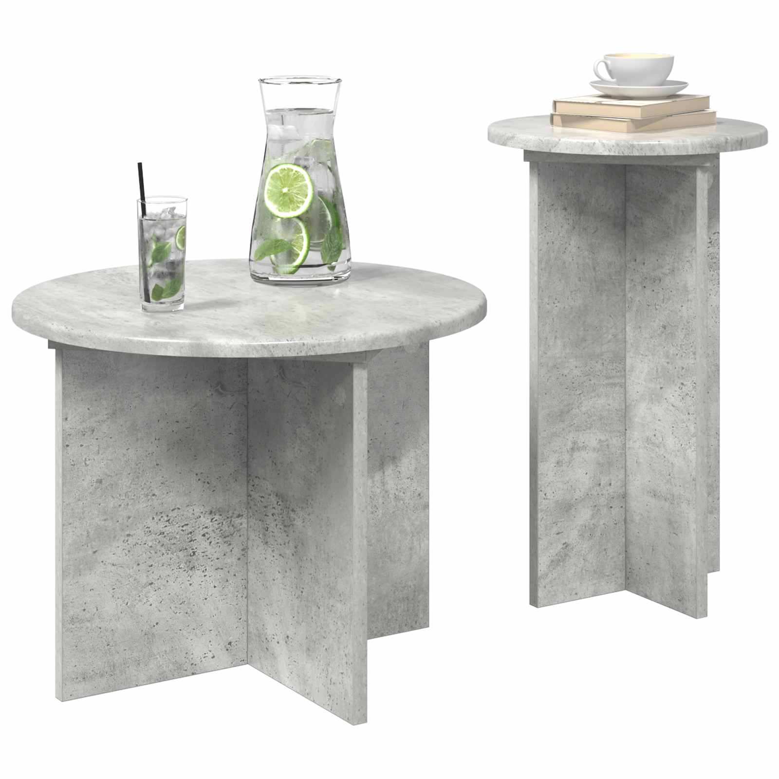 Bijzettafelset met opslag 2 pcs Betongrijs Bewerkt hout is nu te koop bij PeponiXL, paradijselijk wonen!