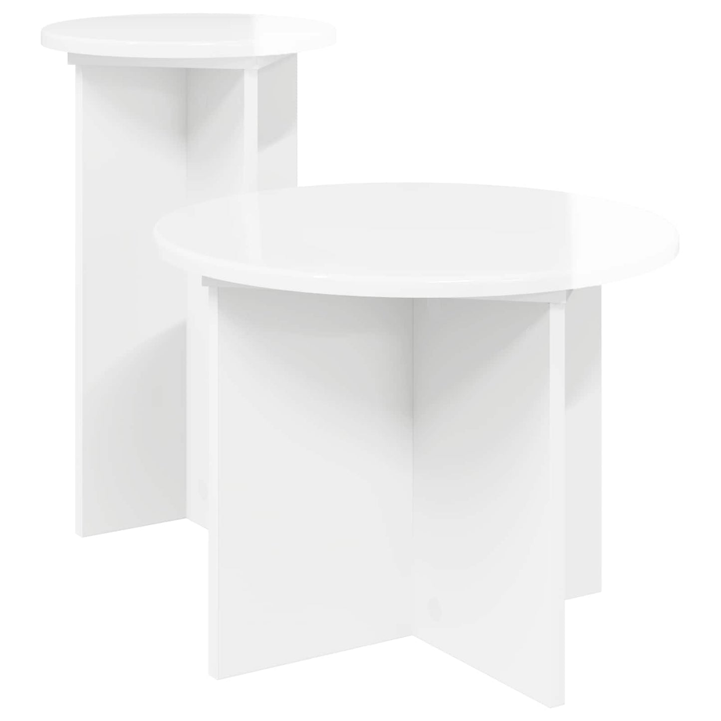 Bijzettafelset met opslag 2 pcs Hoogglans Wit Bewerkt hout is nu te koop bij PeponiXL, paradijselijk wonen!