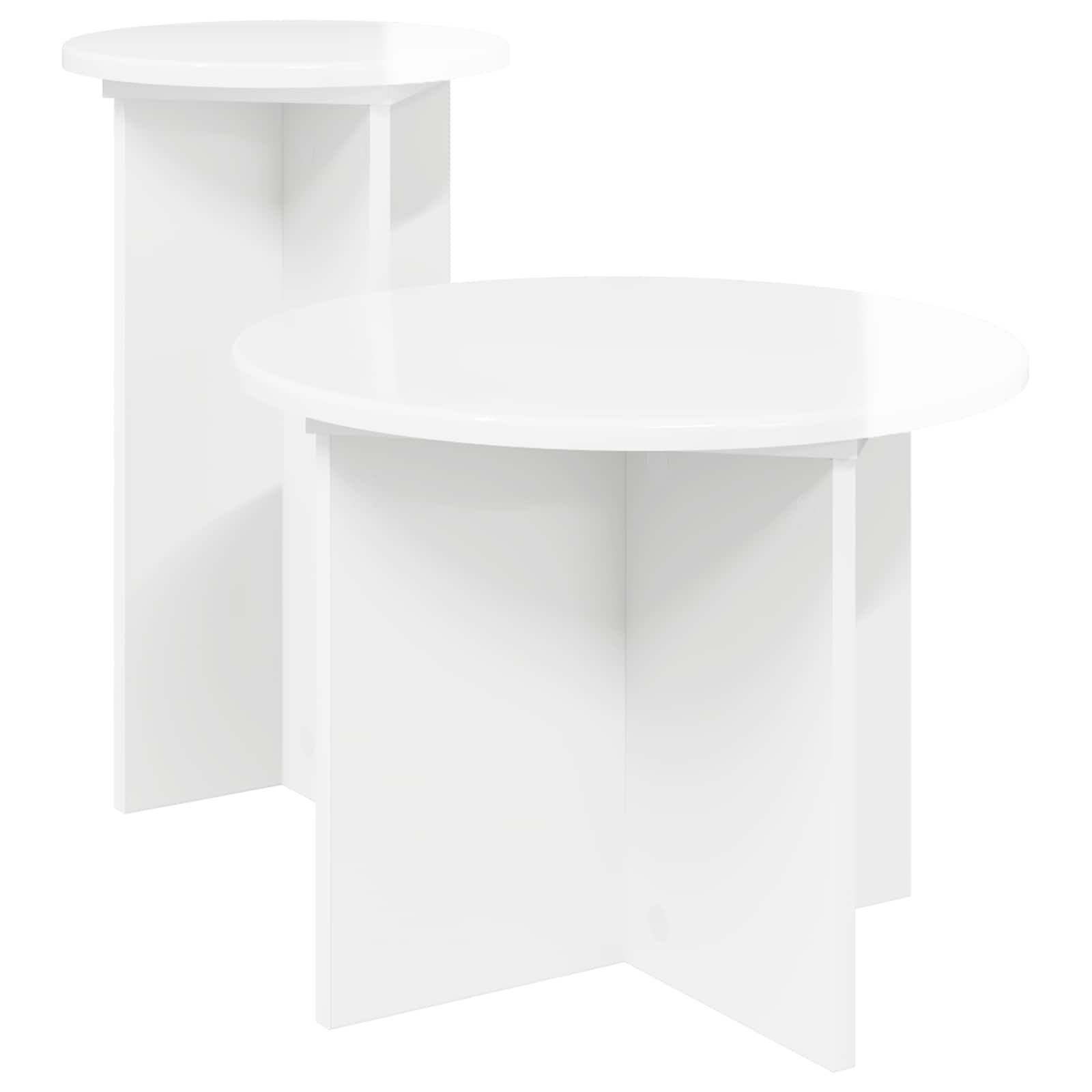 Bijzettafelset met opslag 2 pcs Hoogglans Wit Bewerkt hout is nu te koop bij PeponiXL, paradijselijk wonen!