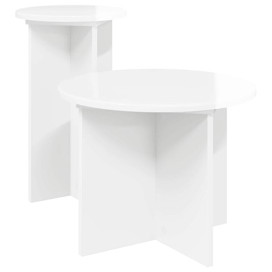 Bijzettafelset met opslag 2 pcs Hoogglans Wit Bewerkt hout is nu te koop bij PeponiXL, paradijselijk wonen!