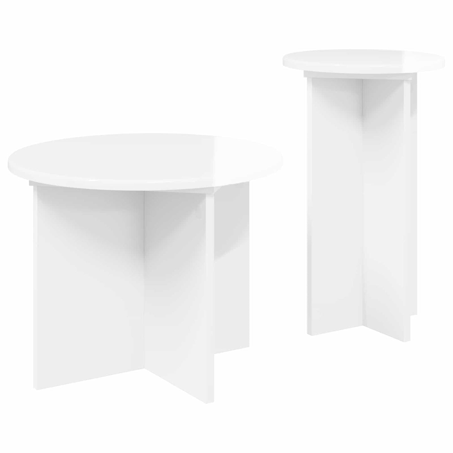 Bijzettafelset met opslag 2 pcs Hoogglans Wit Bewerkt hout is nu te koop bij PeponiXL, paradijselijk wonen!