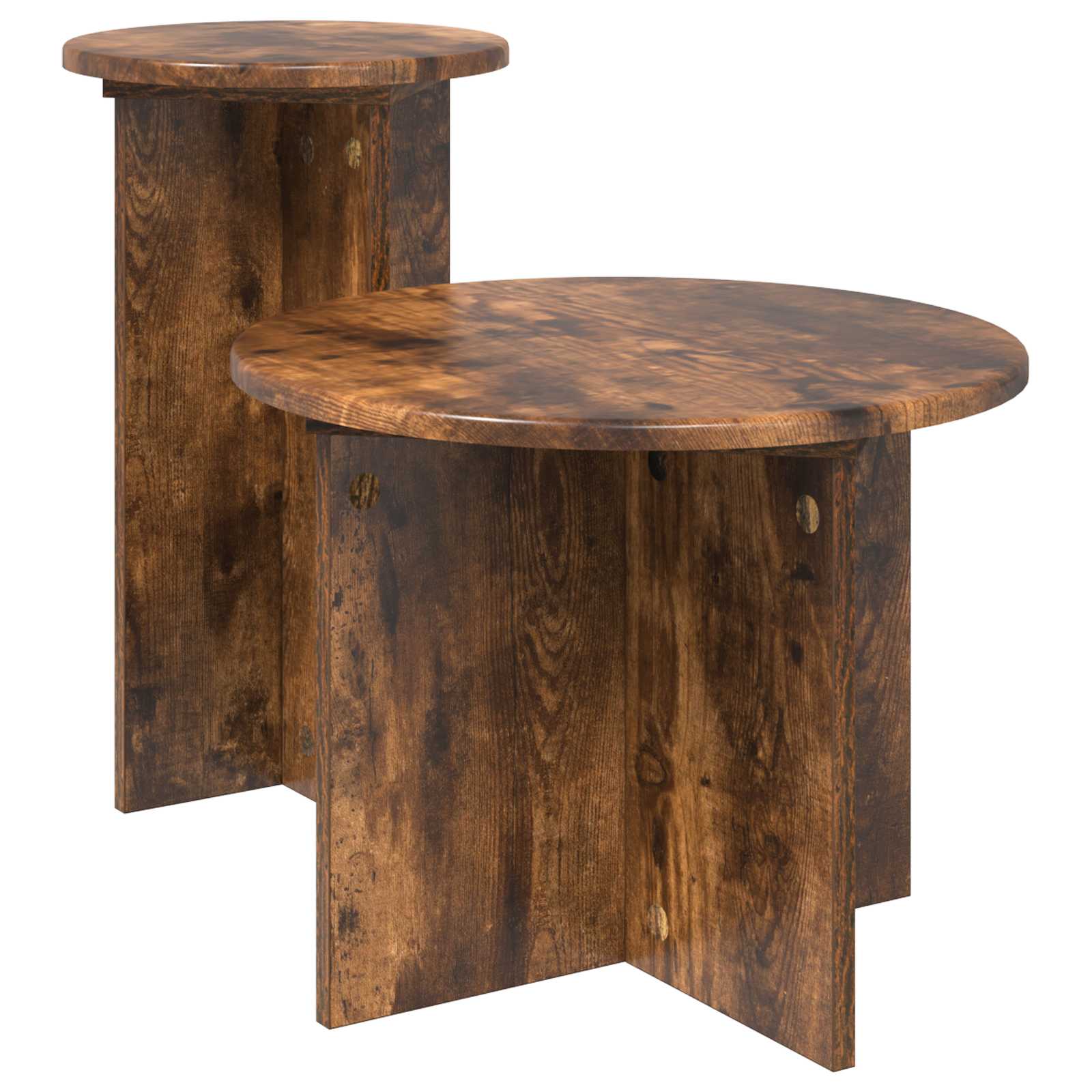 Bijzettafelset met opslag 2 pcs Gerookt eiken Bewerkt hout is nu te koop bij PeponiXL, paradijselijk wonen!