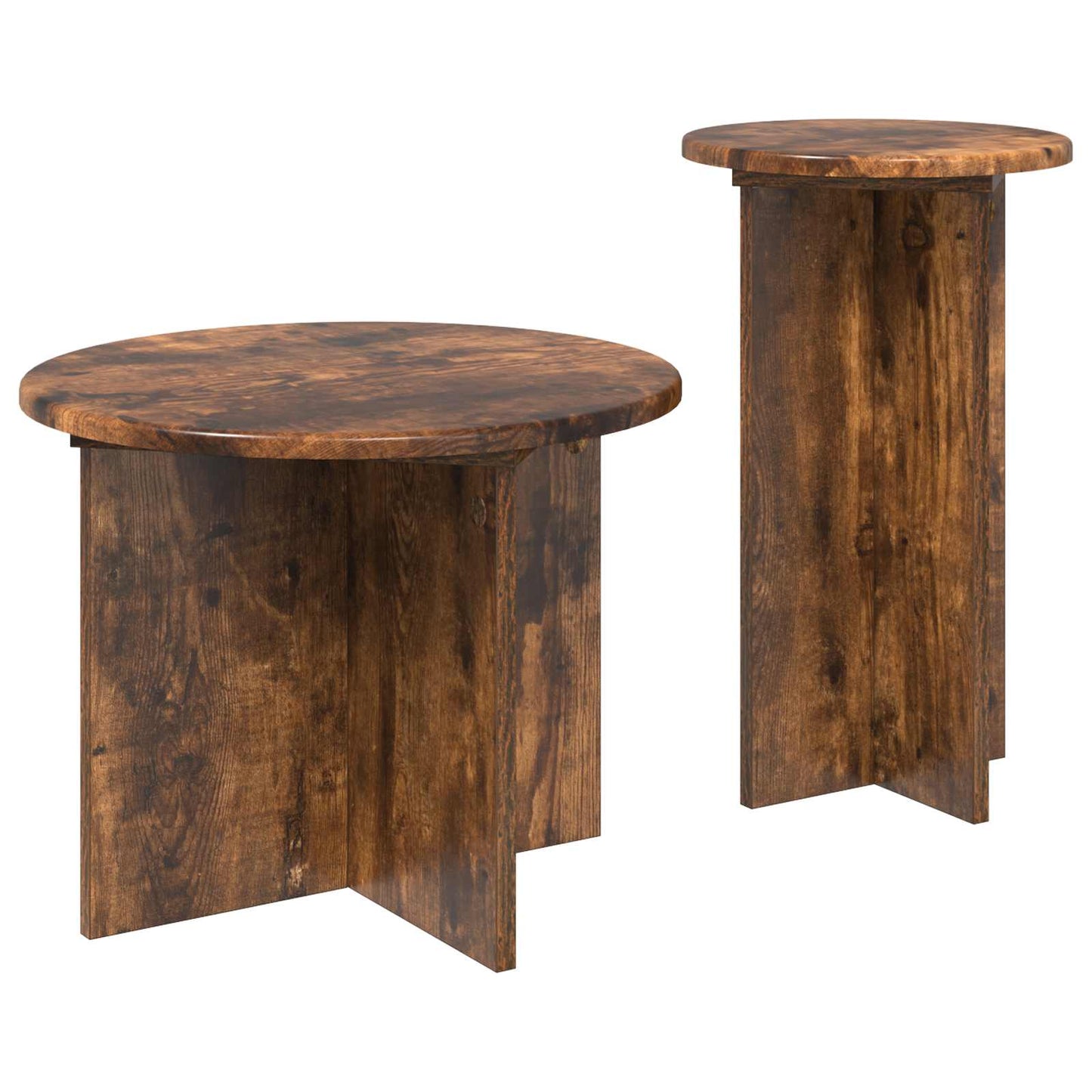 Bijzettafelset met opslag 2 pcs Gerookt eiken Bewerkt hout is nu te koop bij PeponiXL, paradijselijk wonen!