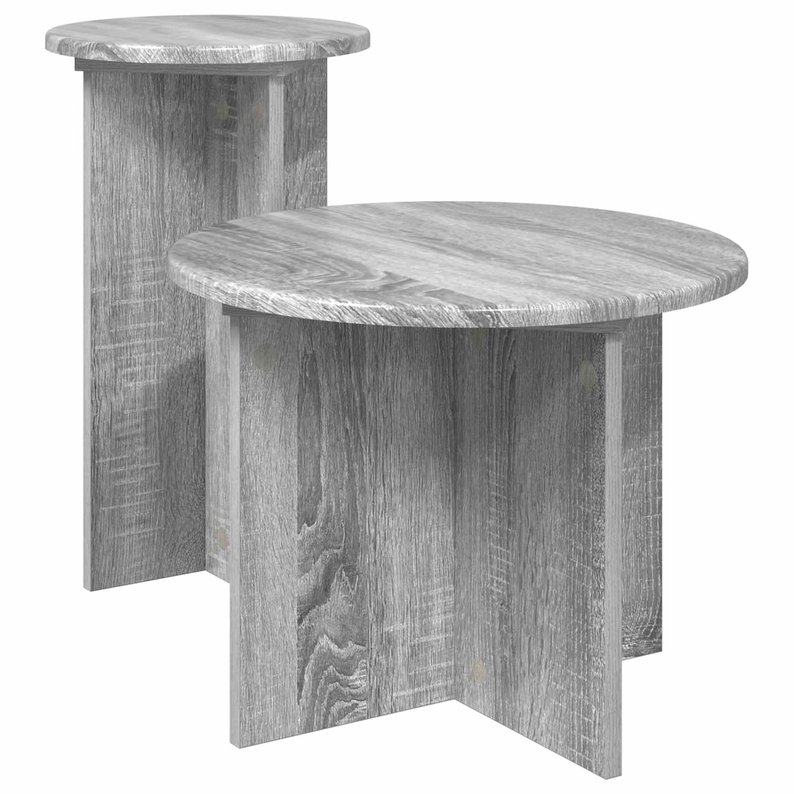 Bijzettafelset met opslag 2 pcs Grijs sonoma Bewerkt hout is nu te koop bij PeponiXL, paradijselijk wonen!
