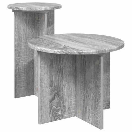 Bijzettafelset met opslag 2 pcs Grijs sonoma Bewerkt hout is nu te koop bij PeponiXL, paradijselijk wonen!