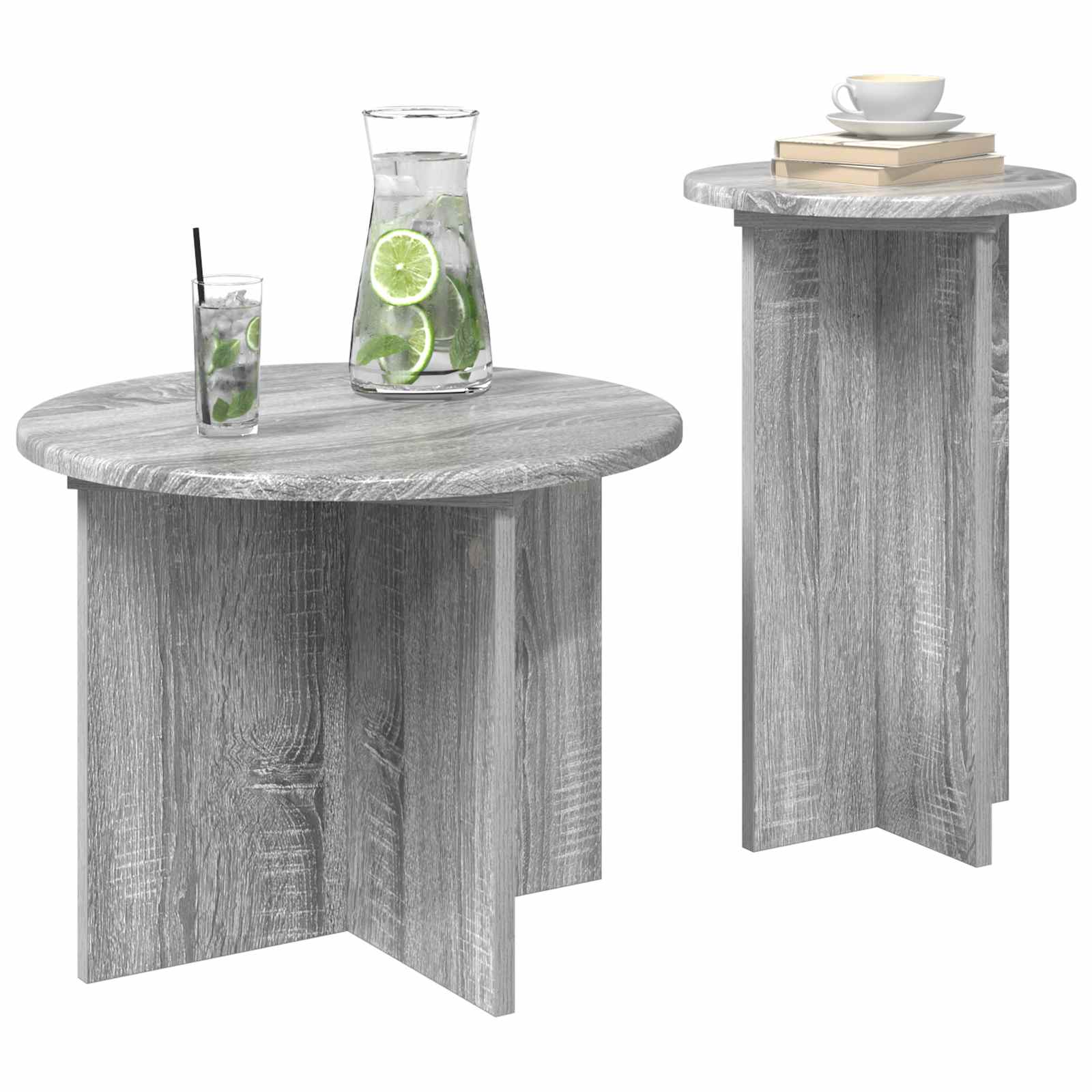 Bijzettafelset met opslag 2 pcs Grijs sonoma Bewerkt hout is nu te koop bij PeponiXL, paradijselijk wonen!