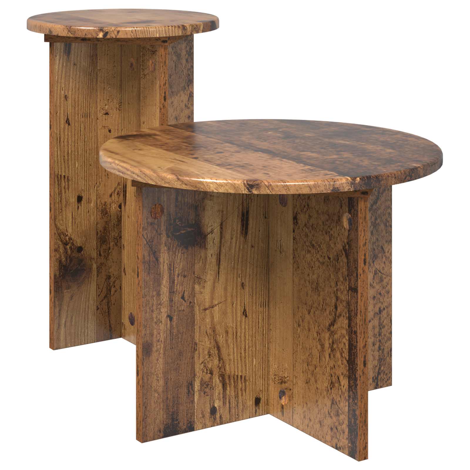 Bijzettafelset met opslag 2 pcs Oud hout Bewerkt hout is nu te koop bij PeponiXL, paradijselijk wonen!