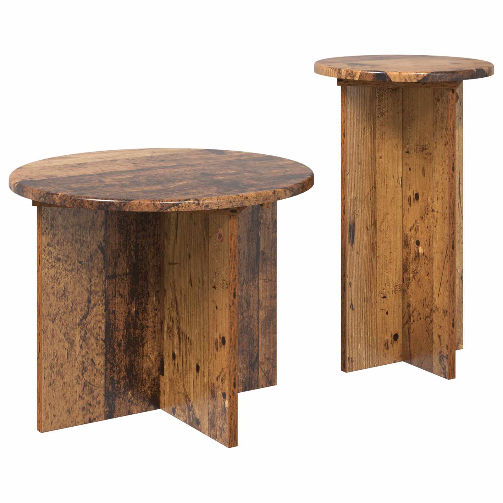 Bijzettafelset met opslag 2 pcs Oud hout Bewerkt hout is nu te koop bij PeponiXL, paradijselijk wonen!
