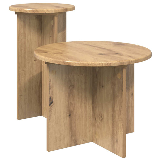 Bijzettafelset met opslag 2 pcs Artisanaal eiken Bewerkt hout is nu te koop bij PeponiXL, paradijselijk wonen!