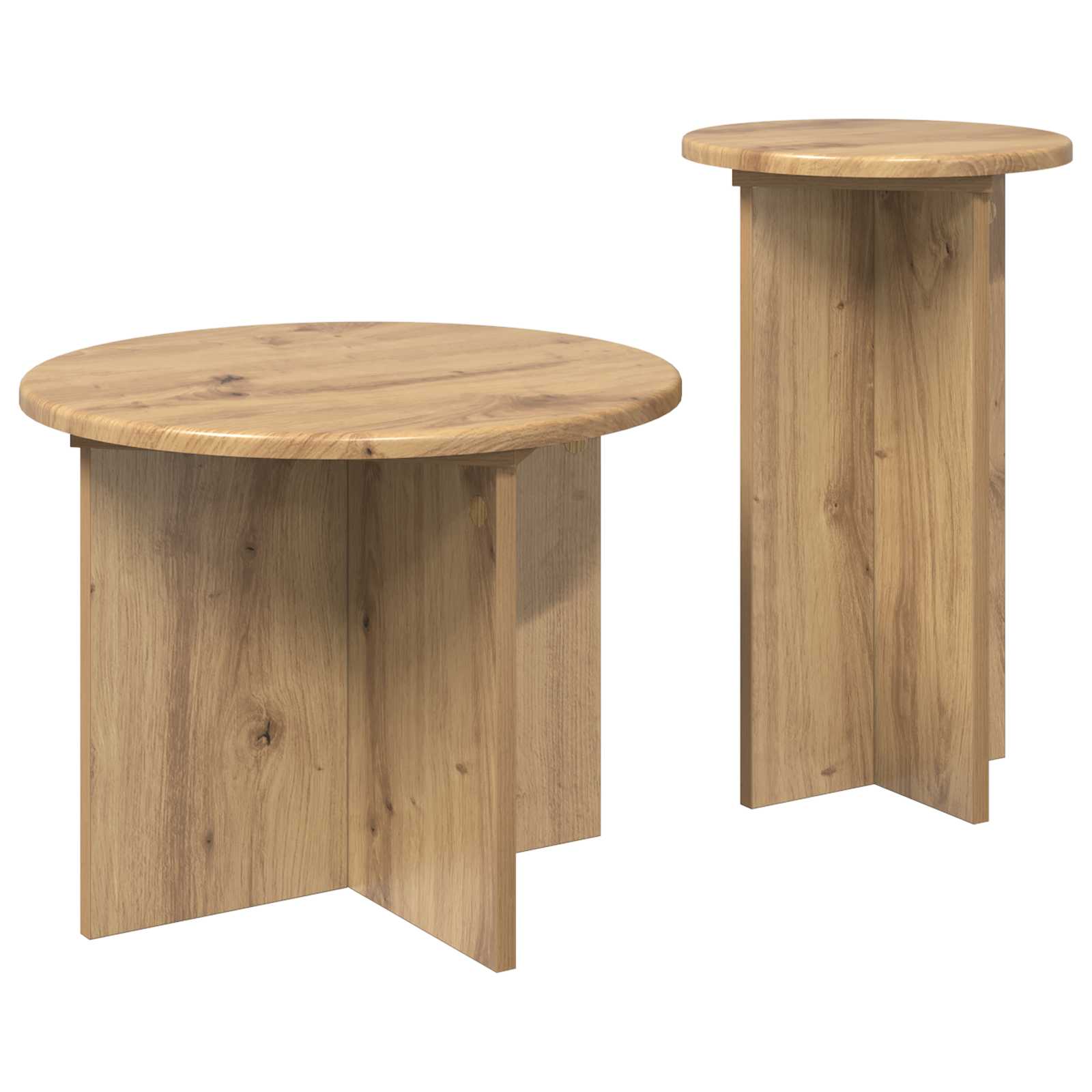 Bijzettafelset met opslag 2 pcs Artisanaal eiken Bewerkt hout is nu te koop bij PeponiXL, paradijselijk wonen!