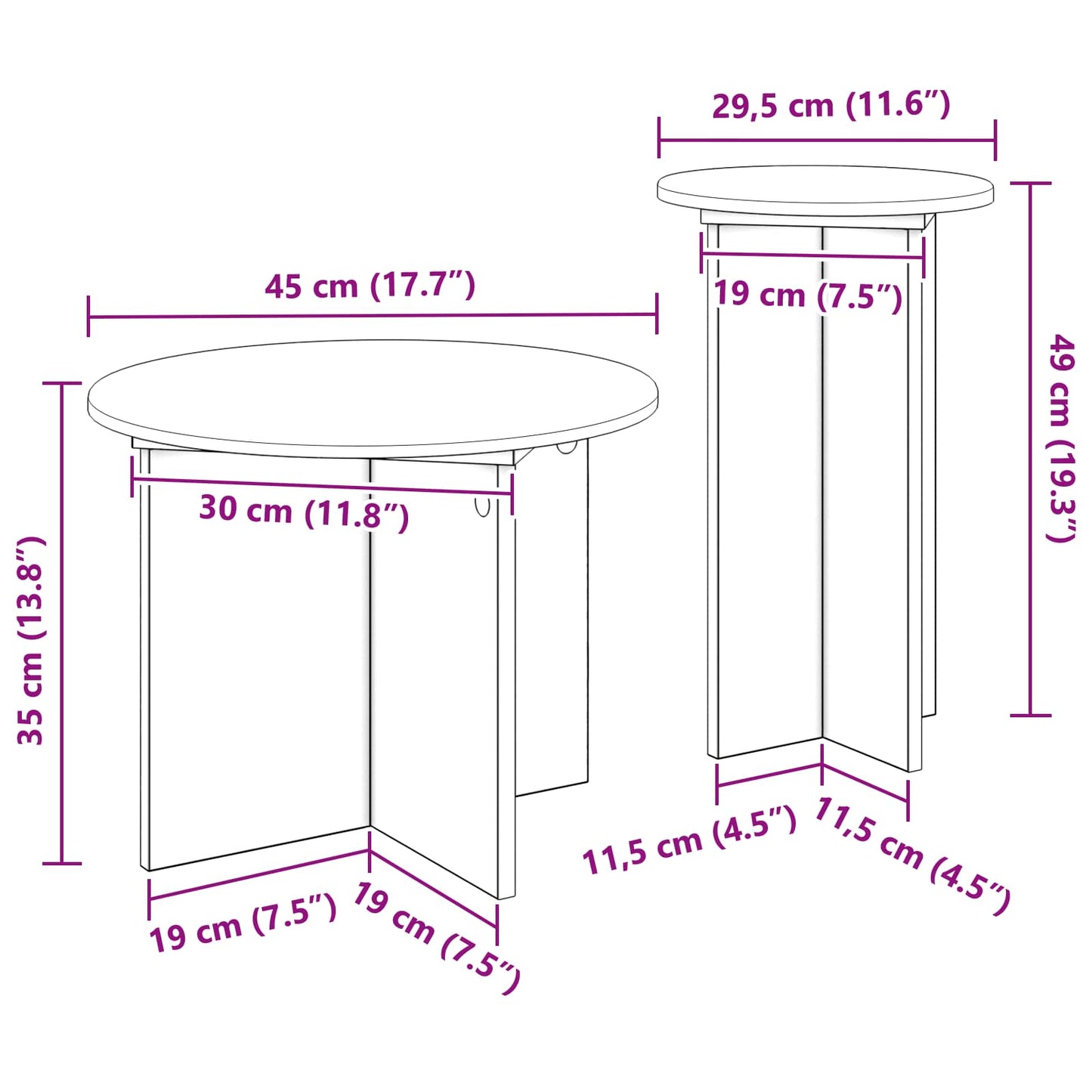 Bijzettafelset met opslag 2 pcs Artisanaal eiken Bewerkt hout is nu te koop bij PeponiXL, paradijselijk wonen!