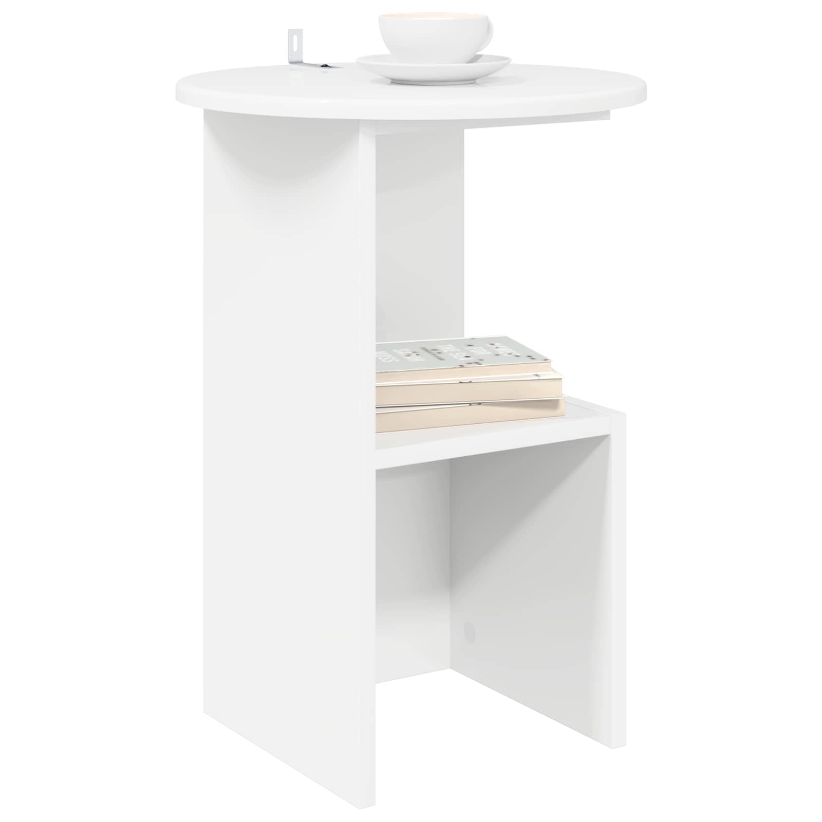 Bijzettafel Wit Ø 39,5 x 55 cm Bewerkt hout is nu te koop bij PeponiXL, paradijselijk wonen!