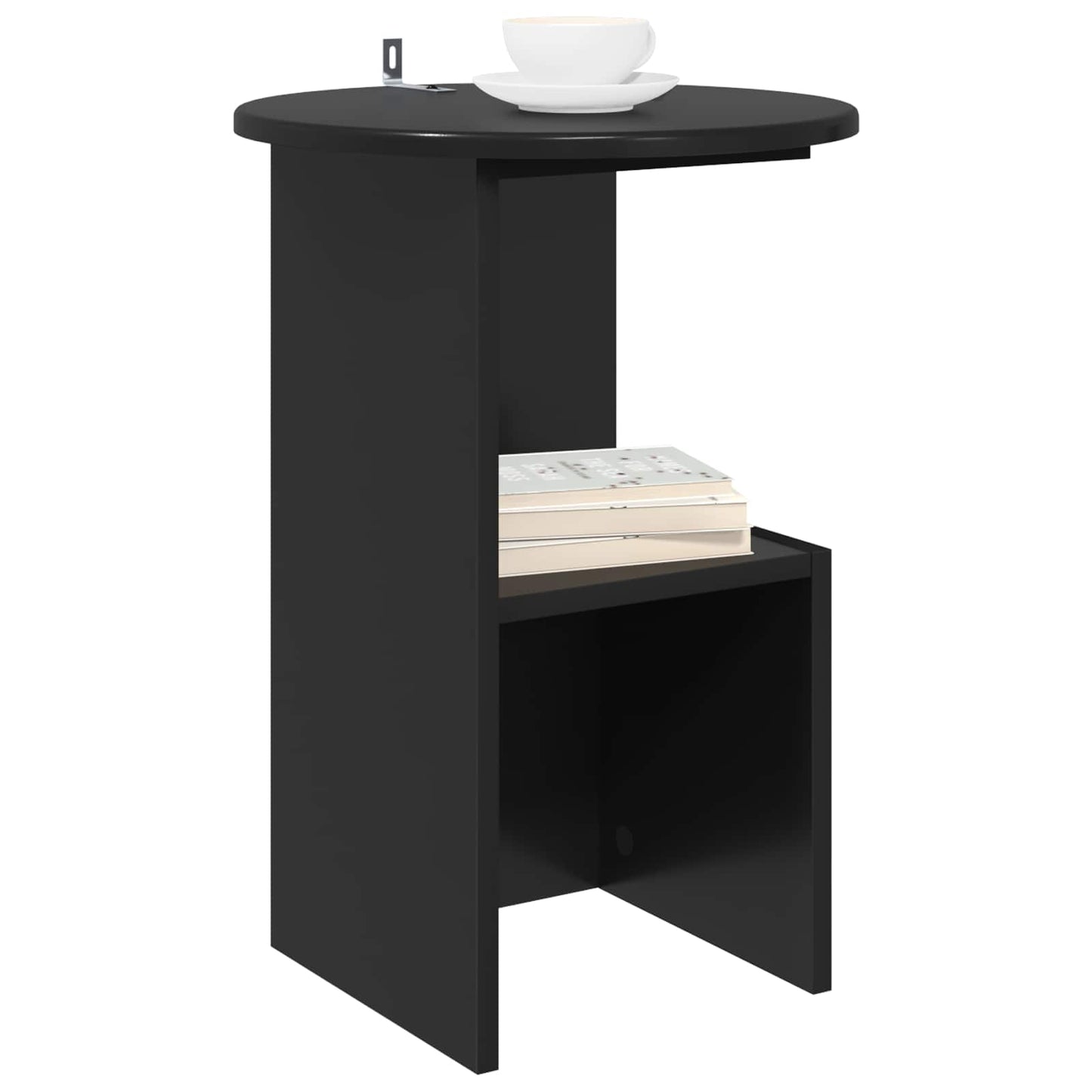 Bijzettafel Zwart eiken Ø 39,5 x 55 cm Bewerkt hout is nu te koop bij PeponiXL, paradijselijk wonen!