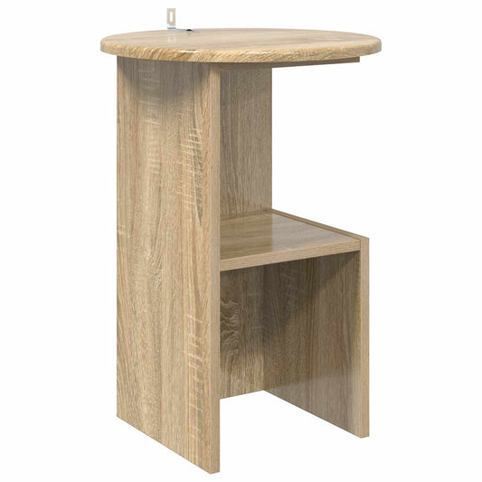Bijzettafel Sonoma Eiken Ø 39,5 x 55 cm Bewerkt hout is nu te koop bij PeponiXL, paradijselijk wonen!
