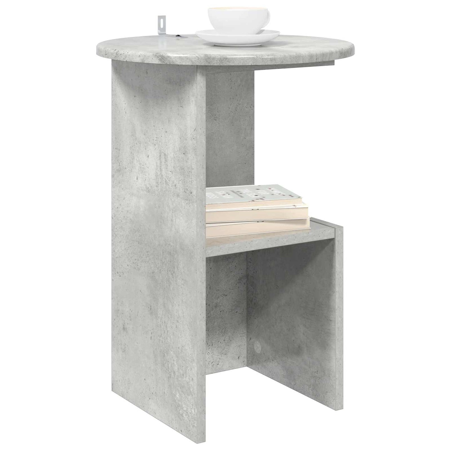Bijzettafel Betongrijs Ø 39,5 x 55 cm Bewerkt hout is nu te koop bij PeponiXL, paradijselijk wonen!