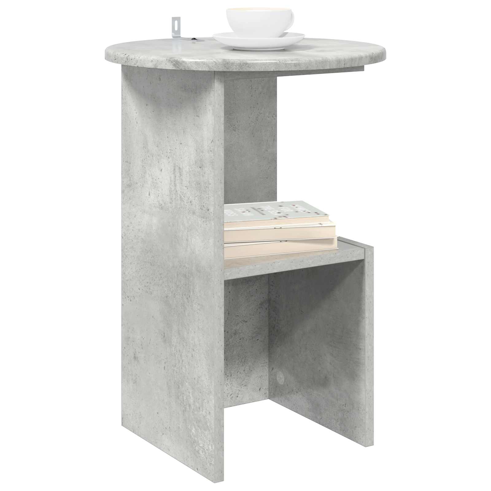 Bijzettafel Betongrijs Ø 39,5 x 55 cm Bewerkt hout is nu te koop bij PeponiXL, paradijselijk wonen!