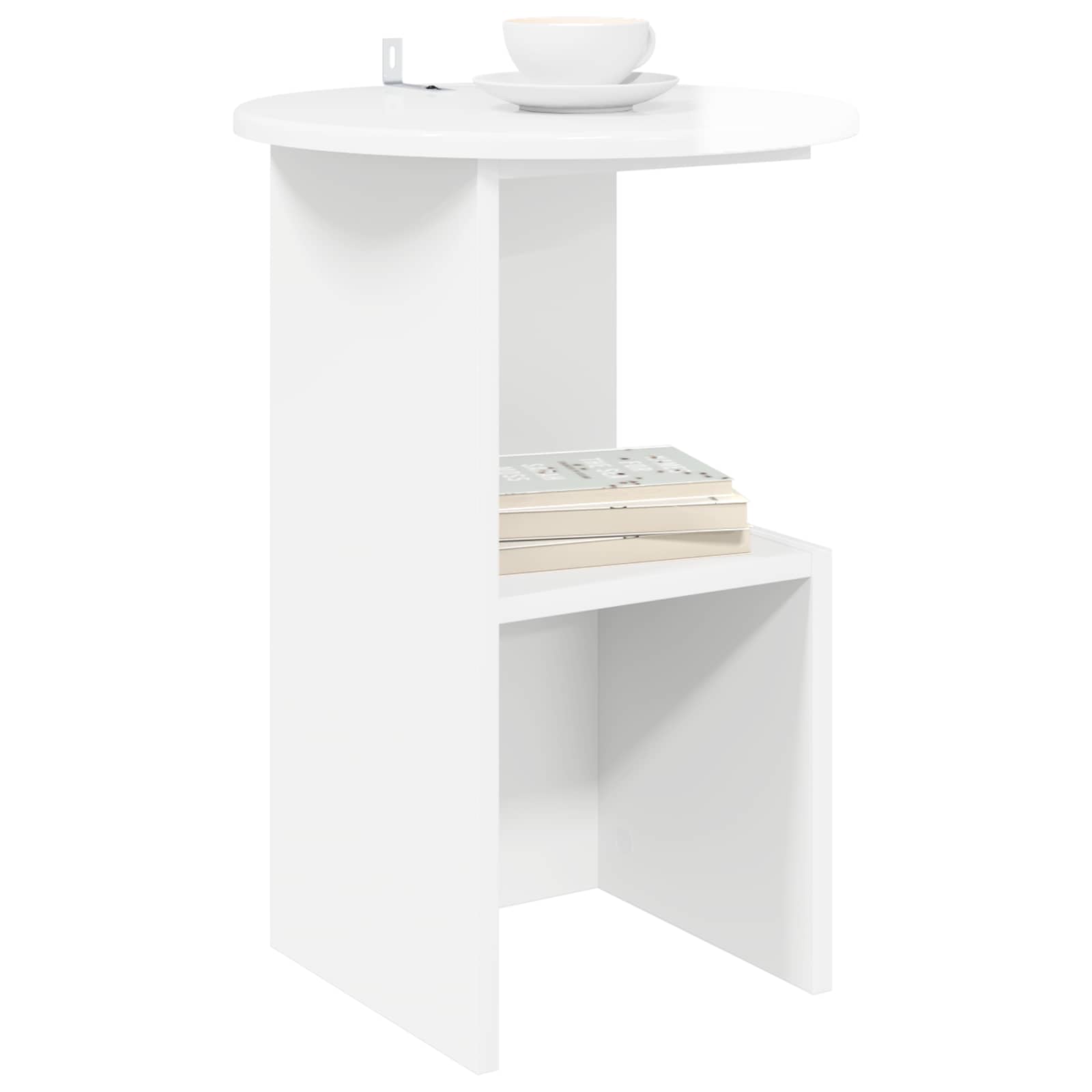 Bijzettafel Hoogglans Wit Ø 39,5 x 55 cm Bewerkt hout is nu te koop bij PeponiXL, paradijselijk wonen!