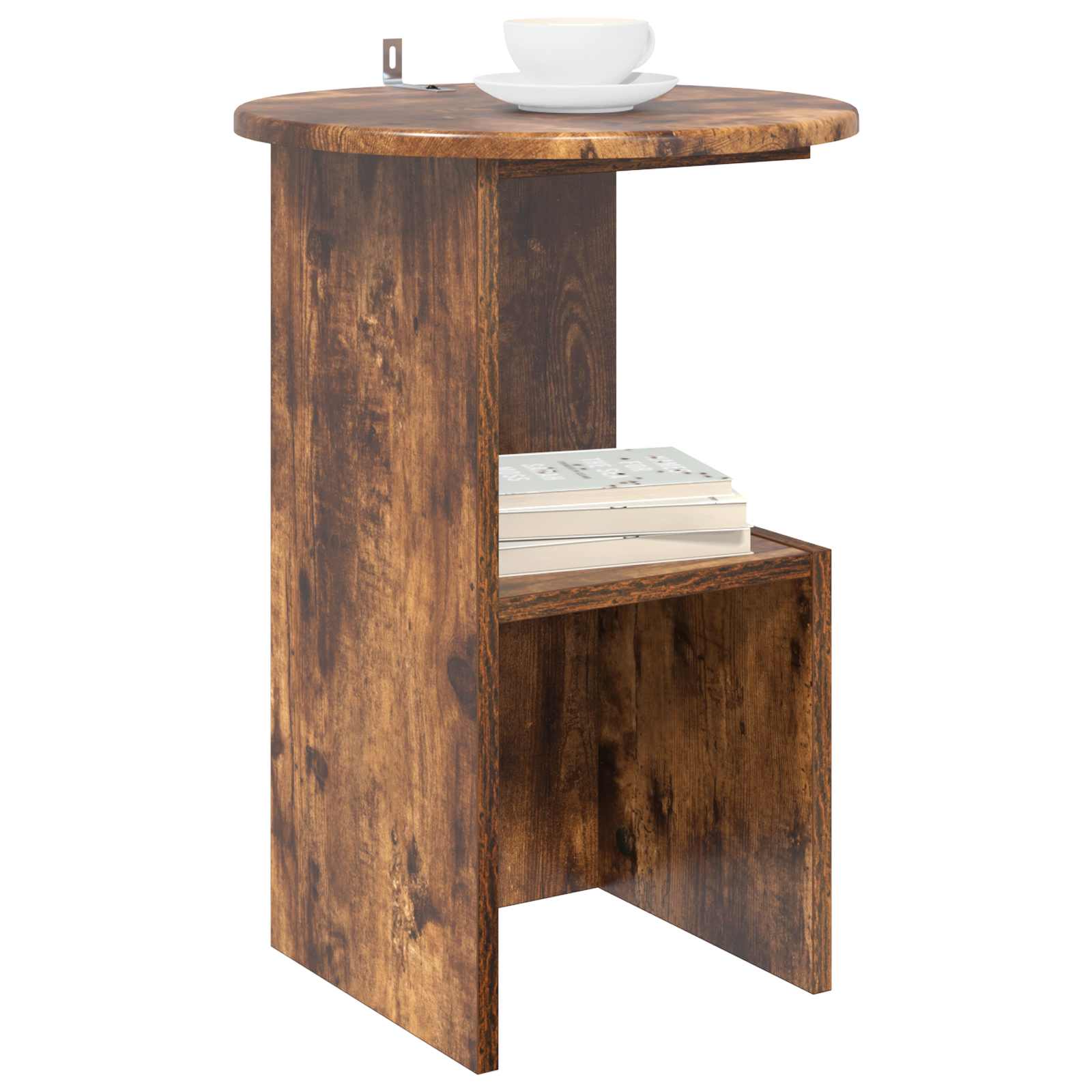 Bijzettafel Gerookt eiken Ø 39,5 x 55 cm Bewerkt hout is nu te koop bij PeponiXL, paradijselijk wonen!
