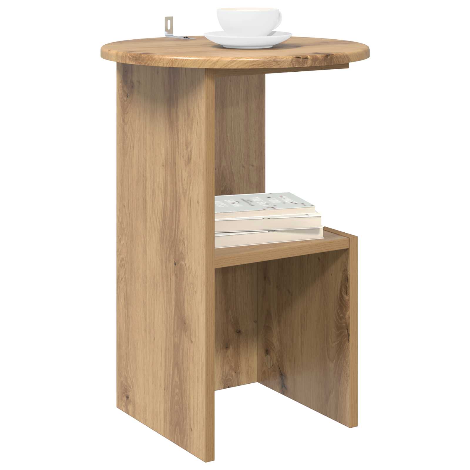 Bijzettafel Artisanaal eiken Ø 39,5 x 55 cm Bewerkt hout is nu te koop bij PeponiXL, paradijselijk wonen!