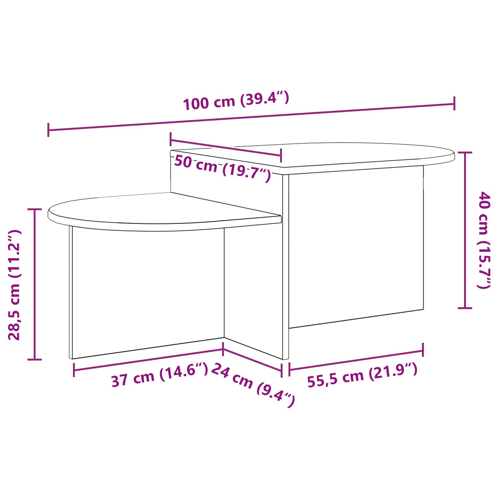 Salontafel Zwart eiken 100 x 50 x 40 cm Bewerkt hout is nu te koop bij PeponiXL, paradijselijk wonen!