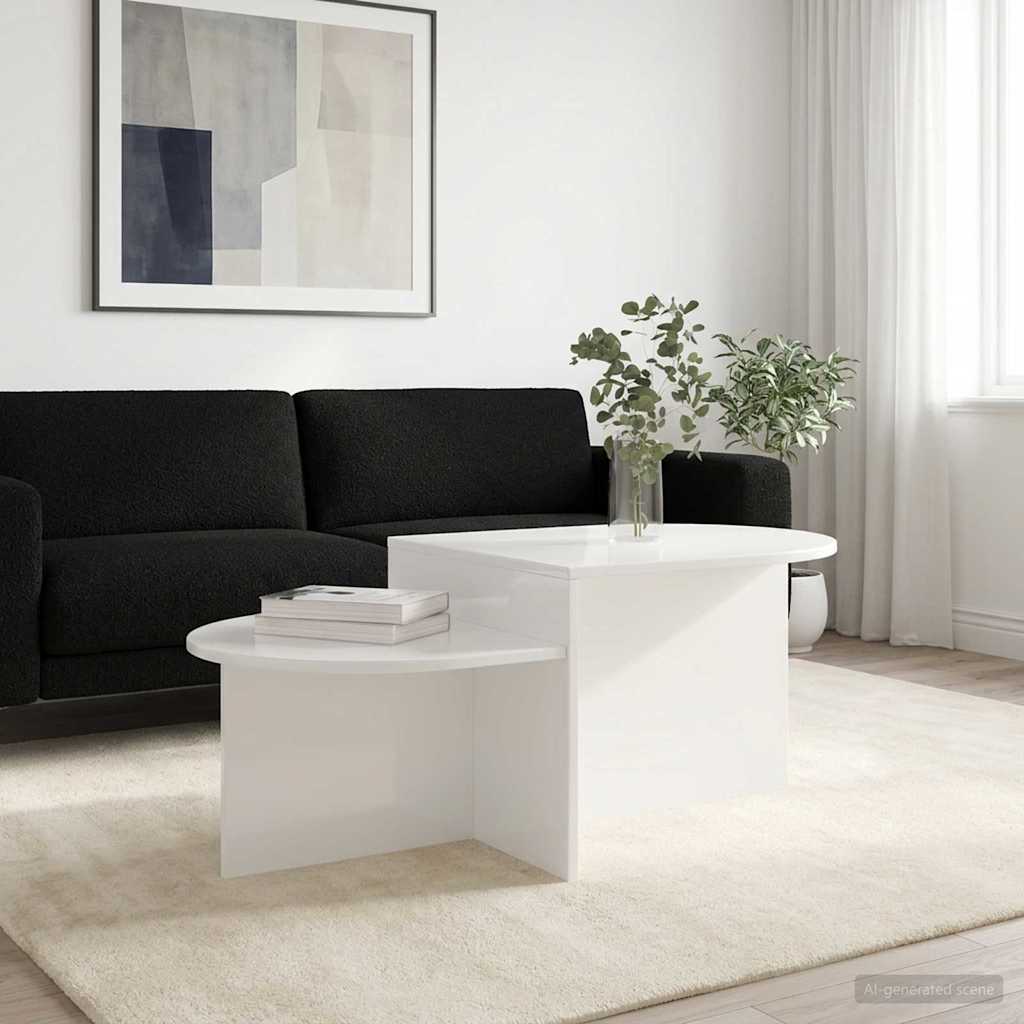 Salontafel Hoogglans Wit 100 x 50 x 40 cm Bewerkt hout is nu te koop bij PeponiXL, paradijselijk wonen!