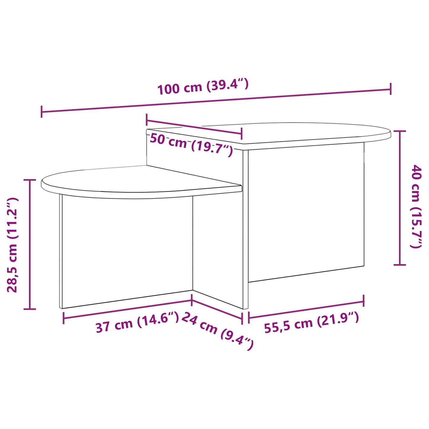 Salontafel Hoogglans Wit 100 x 50 x 40 cm Bewerkt hout is nu te koop bij PeponiXL, paradijselijk wonen!