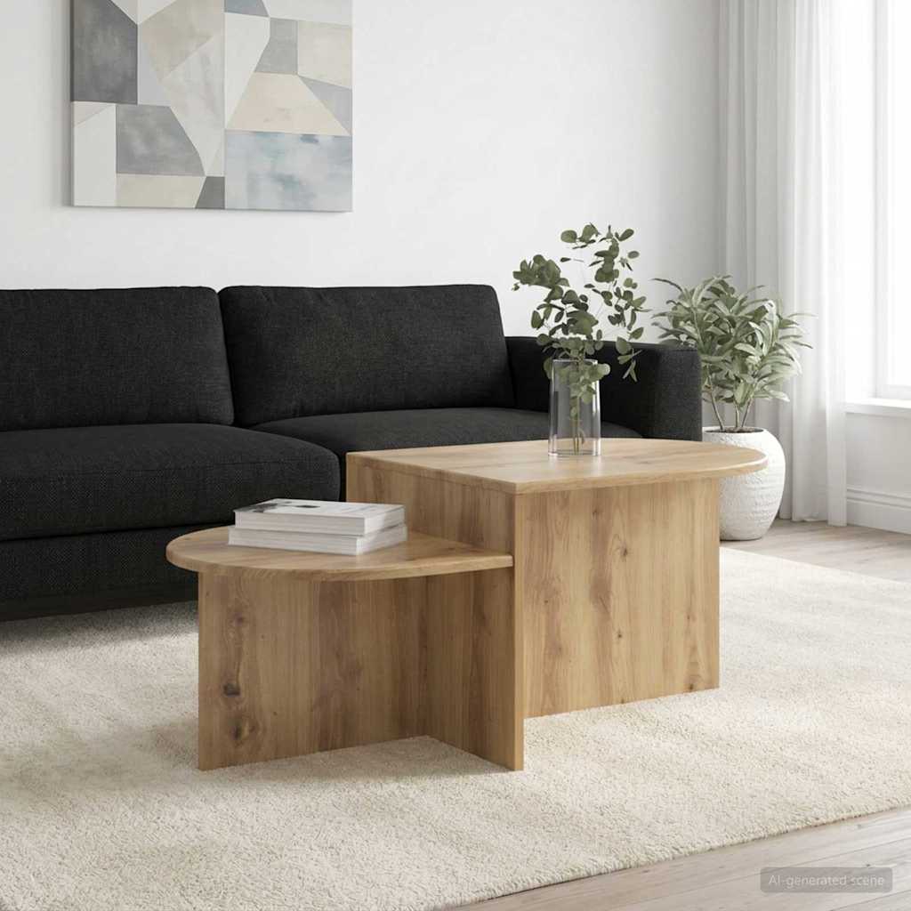 Salontafel Artisanaal eiken 100 x 50 x 40 cm Bewerkt hout is nu te koop bij PeponiXL, paradijselijk wonen!