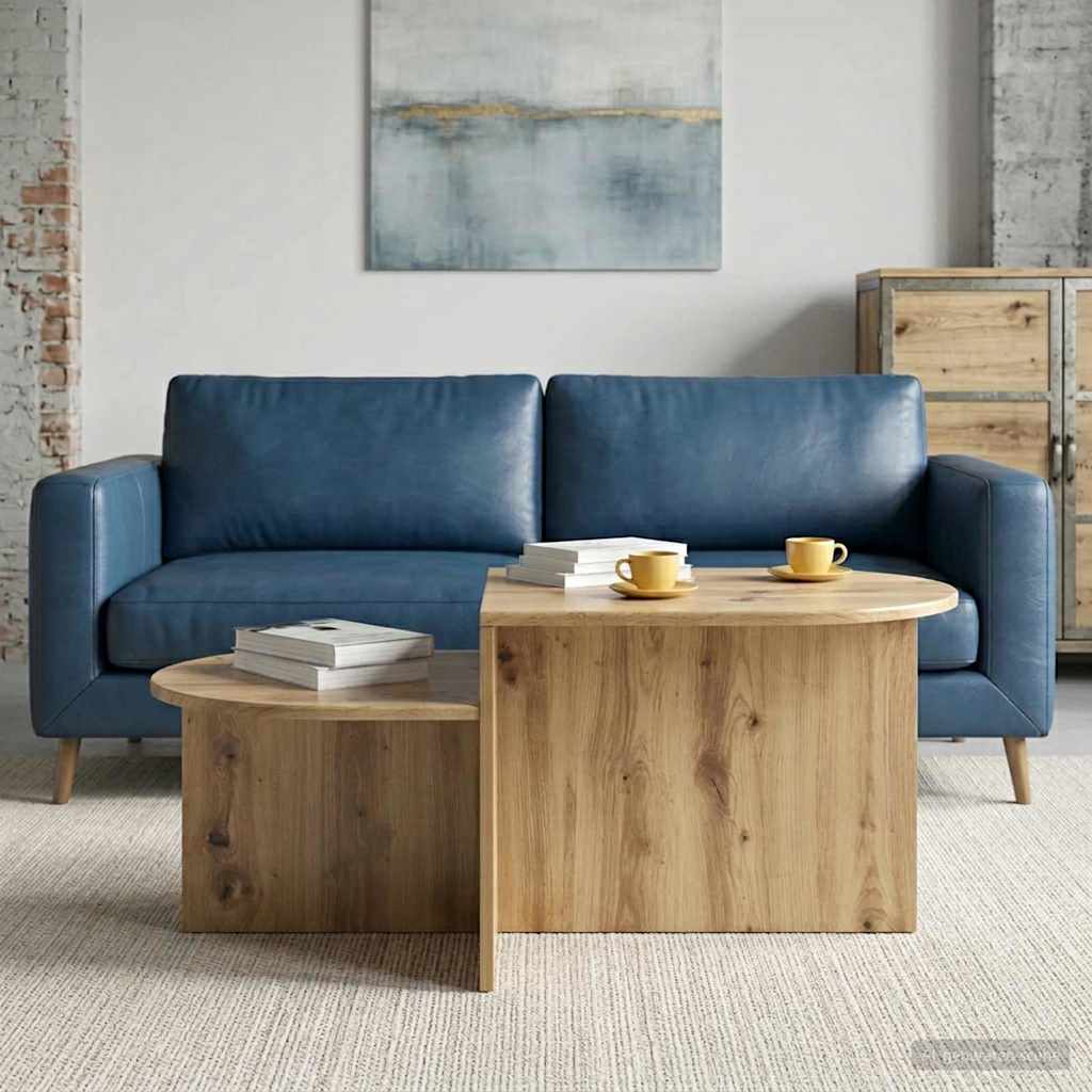 Salontafel Artisanaal eiken 100 x 50 x 40 cm Bewerkt hout is nu te koop bij PeponiXL, paradijselijk wonen!