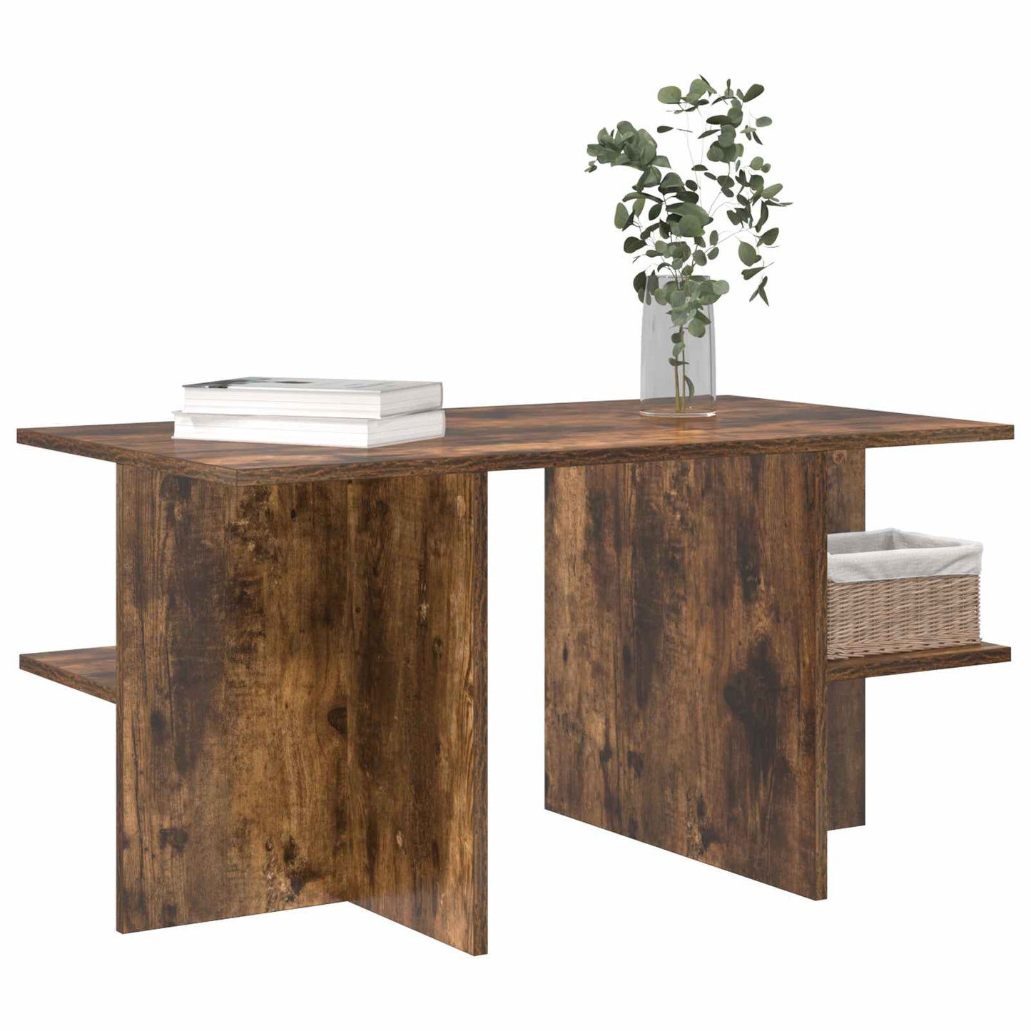 Salontafel Gerookt Eiken 87 x 50 x 45 cm Bewerkt hout is nu te koop bij PeponiXL, paradijselijk wonen!