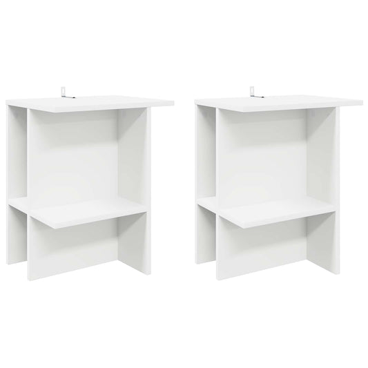 Salontafel 2 pcs Wit 40 x 30 x 49 cm Bewerkt hout is nu te koop bij PeponiXL, paradijselijk wonen!