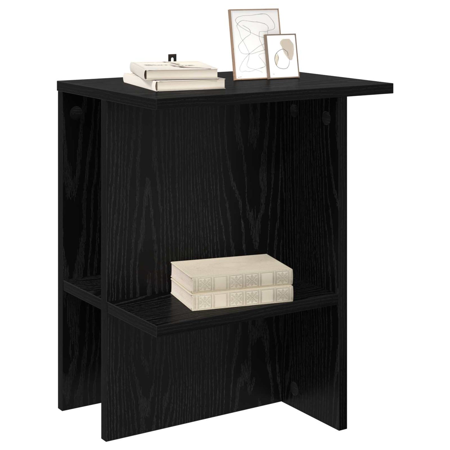 Salontafel 2 pcs Zwart eiken 40 x 30 x 49 cm Bewerkt hout is nu te koop bij PeponiXL, paradijselijk wonen!