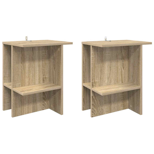 Salontafel 2 pcs Sonoma Eiken 40 x 30 x 49 cm Bewerkt hout is nu te koop bij PeponiXL, paradijselijk wonen!